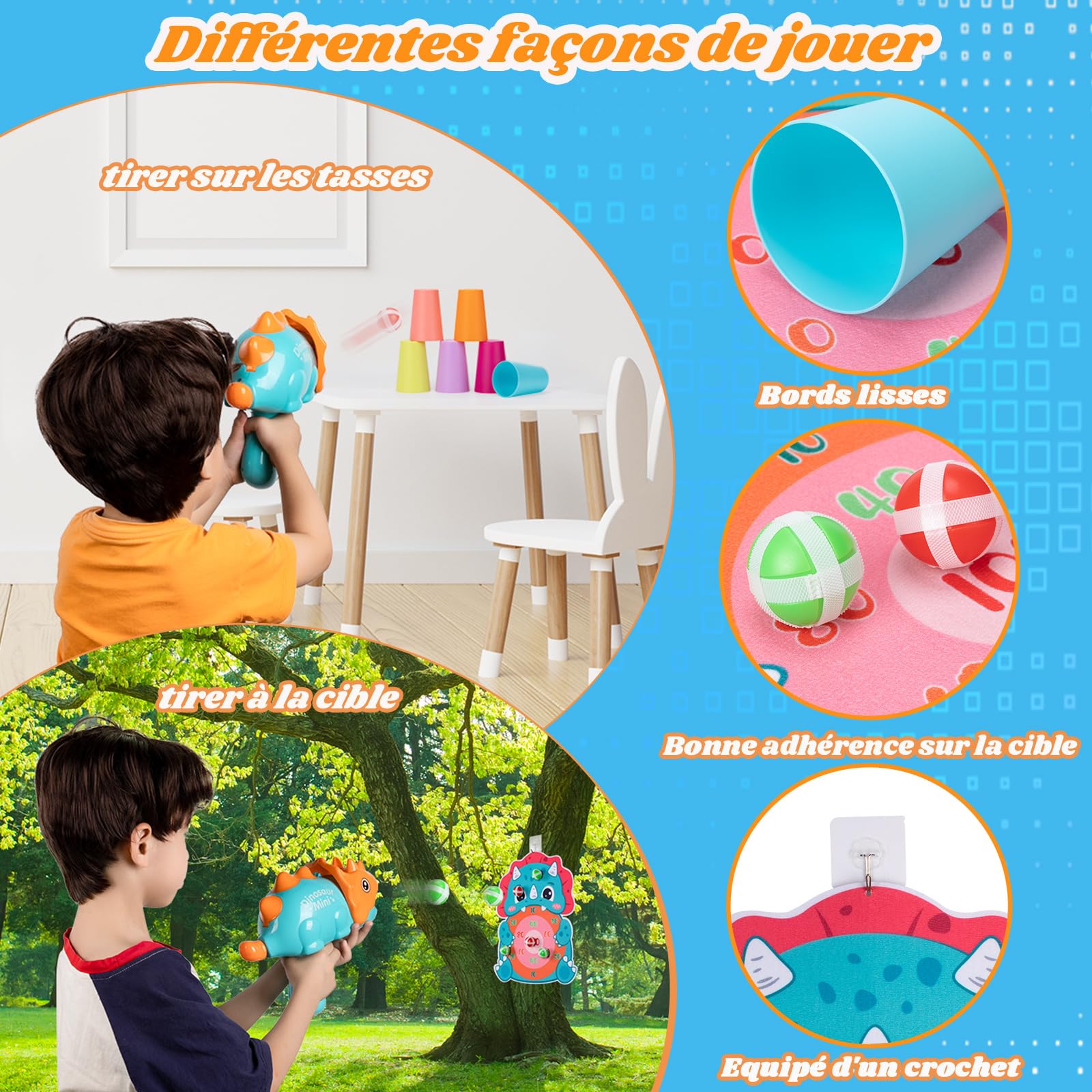 Jeu De Tir Au Pistolet Dinosaure,Jeu Cible Pour Enfants Avec Plateau De Fléchettes,12 Balles Collantes,Cadeau D'Anniversaire Pou - Jeux - Jouets Jeu De Tir Au Pistolet Dinosaure,Jeu Cible Pour Enfants Avec Plateau De Fléchettes,12 Balles Collantes,Cadeau D'Anniversaire Pou - Jeux - Jouets