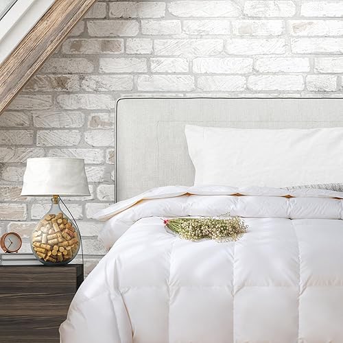 Ambassador Edredón de plumón de lujo hecho a mano canadiense, relleno de edredón de plumón de pato de más de 600 FP, caja deflectora, algodón de 240