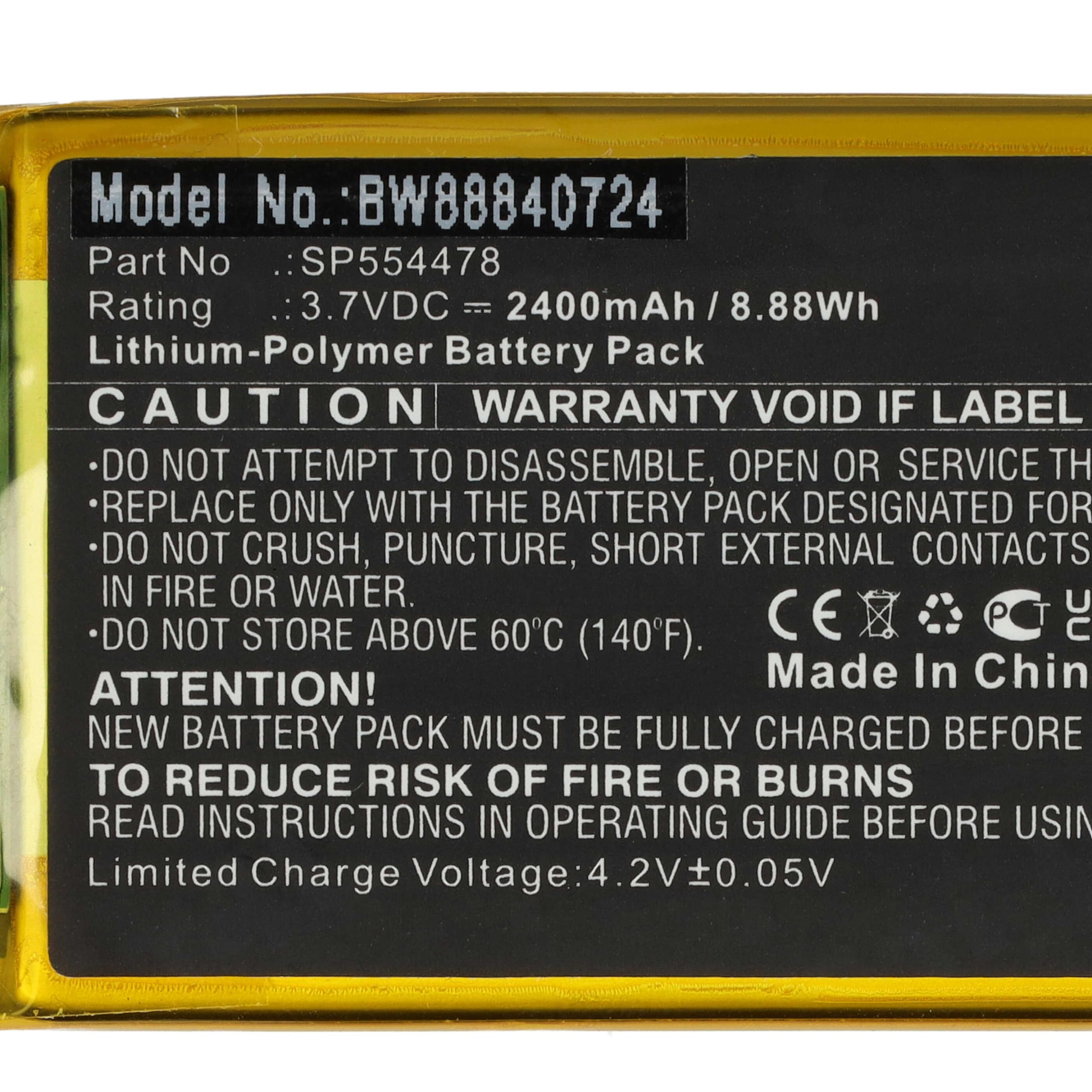 vhbw batteria compatibile con Infant Optics DXR-8 Pro babyphone (2400mAh, 3,7V, Li-Poly)