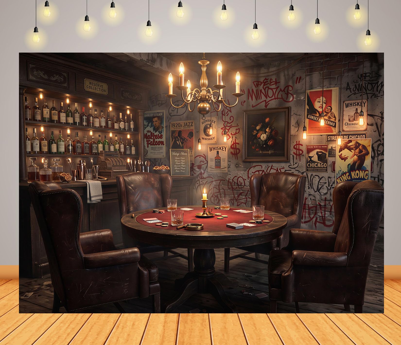 8x8FT (2.5x2.5m) Bar Poker Speakeasy Vintage Sfondo Fotografico