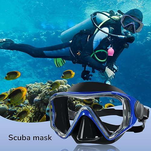 Miniatura 8 de Máscara de buceo, máscara de esnórquel Pano de 3 ventanas, gafas de buceo antivaho, máscara de buceo profesional para adultos