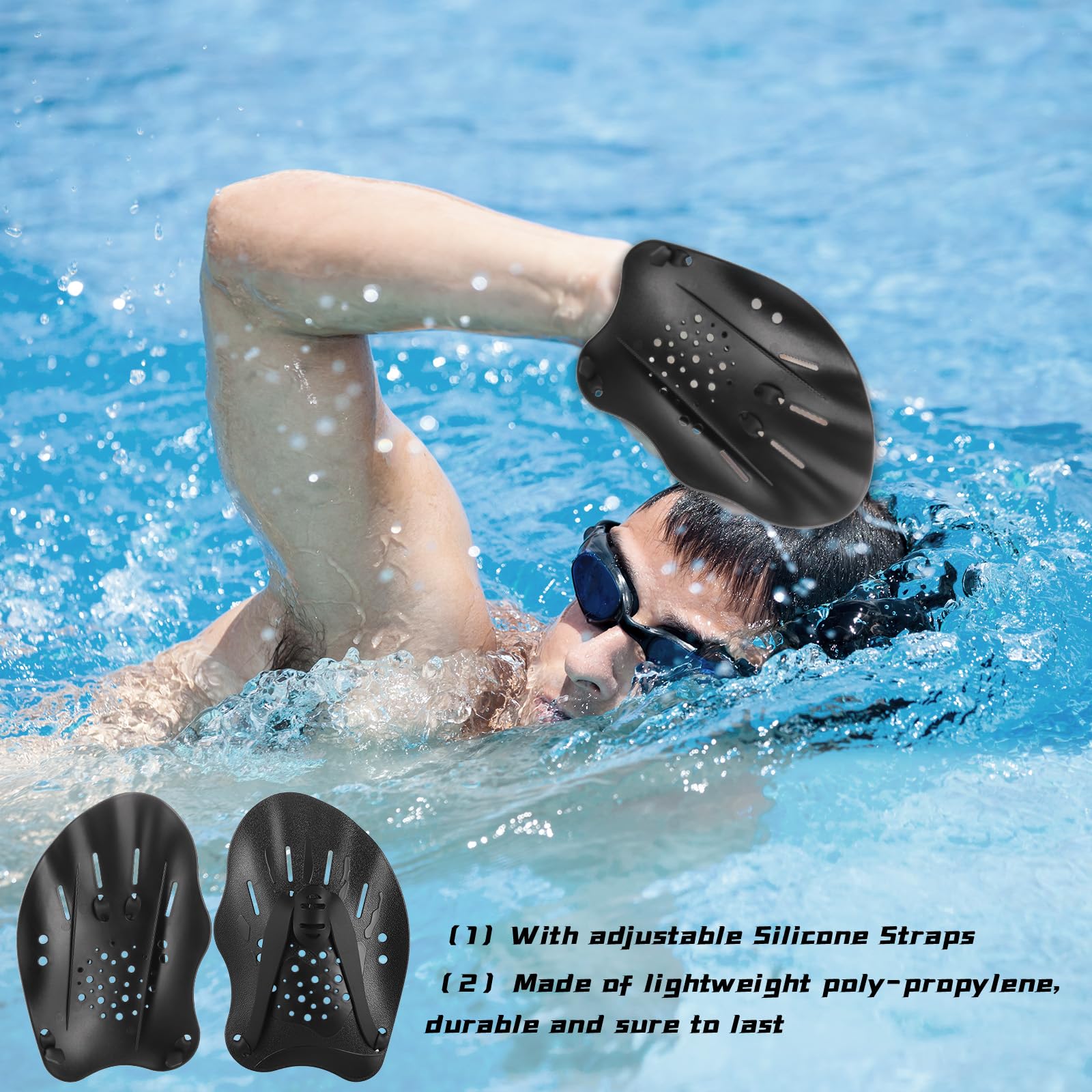 Zocipro Palas de Natación Ajustables, Entrenamiento de Fuerza, Adultos Niños