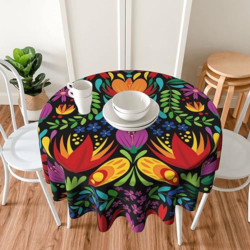 Miniatura 152 de Mantel redondo bohemio de 60 pulgadas, mantel circular bohemio, resistente a las manchas, repelente al agua y sin arrugas, coloridos manteles Mantel