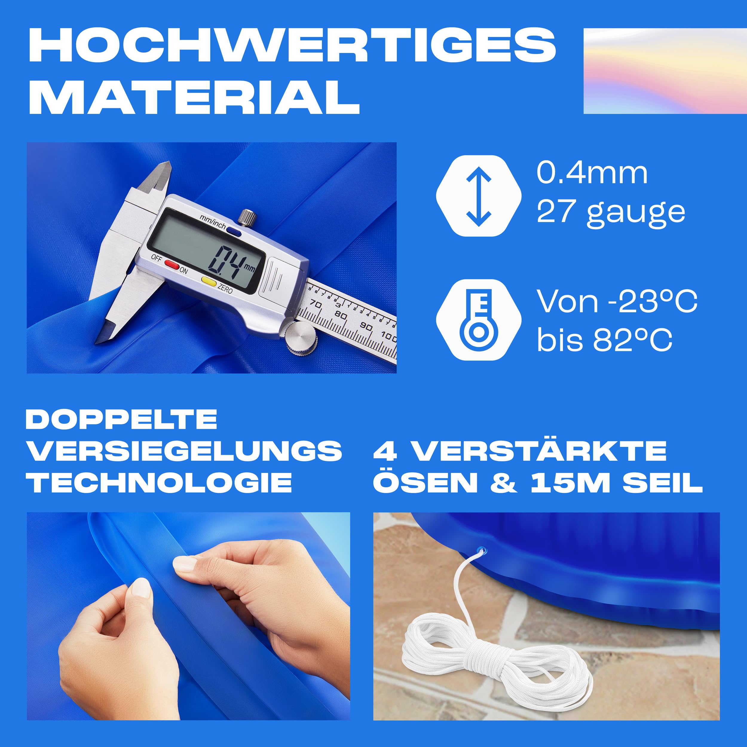 Yankee Rundes Poolkissen Winter Ø120 cm | Aufblasbares Pool Luftkissen für Poolabdeckung Winter | rundes, kältebeständiges & reißfestes PVC Schutzkissen zum Überwintern des Pools