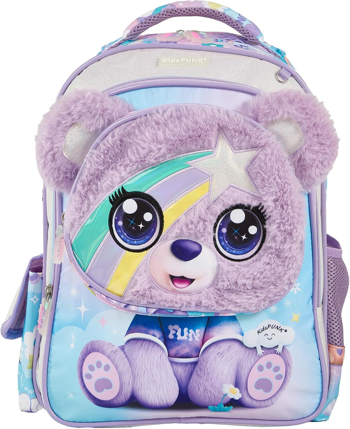 Girls Backpack Kids Backpacks for Girls Cute Bear Backpack Kawaii Backpack for Preschool Elementary Kindergarten,Purple Color,Large Capacity,16 Inch