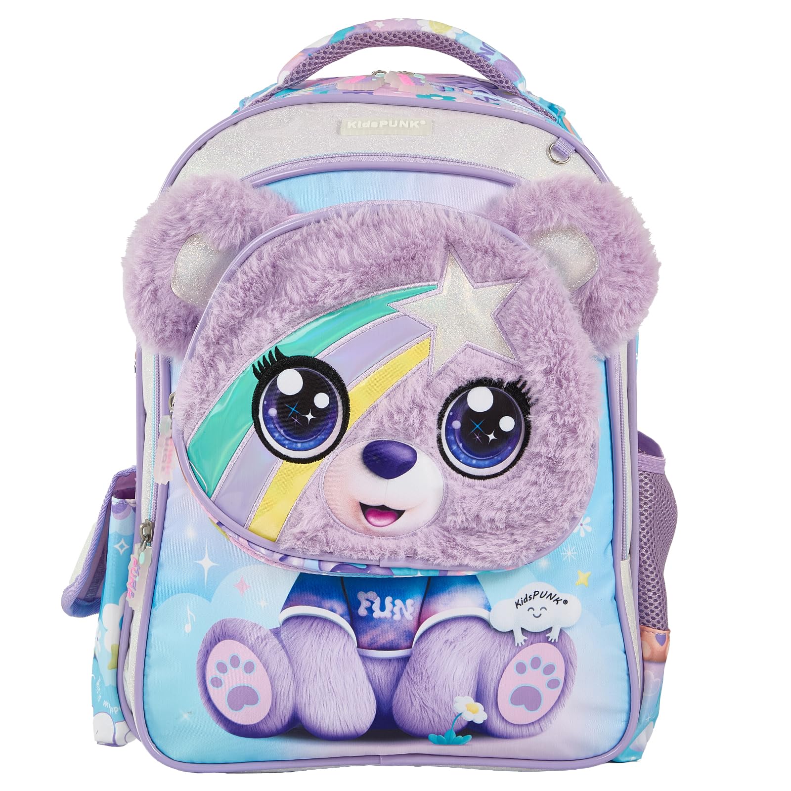 Girls Backpack Kids Backpacks for Girls Cute Bear Backpack Kawaii Backpack for Preschool Elementary Kindergarten,Purple Color,Large Capacity,16 Inch