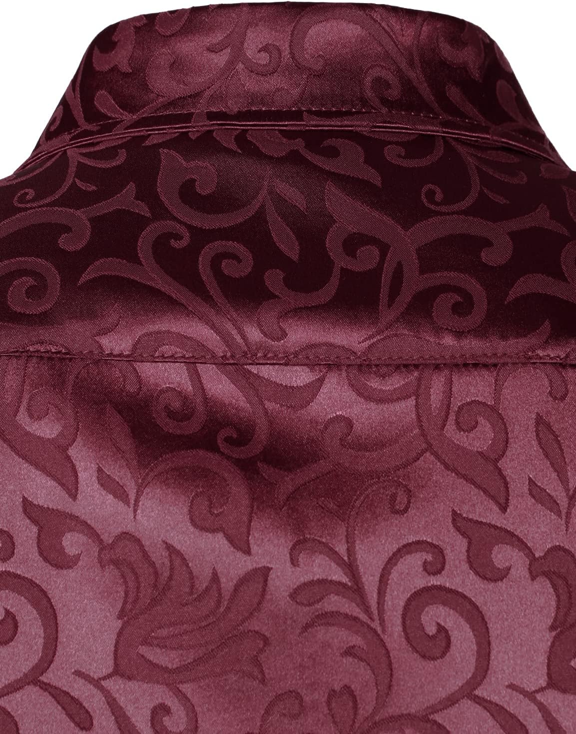 ZEROYAA Men's Luxury Jacquard Long Sleeve Dress Shirt Shiny Satin Slik Like Wedding Party Prom Shirts