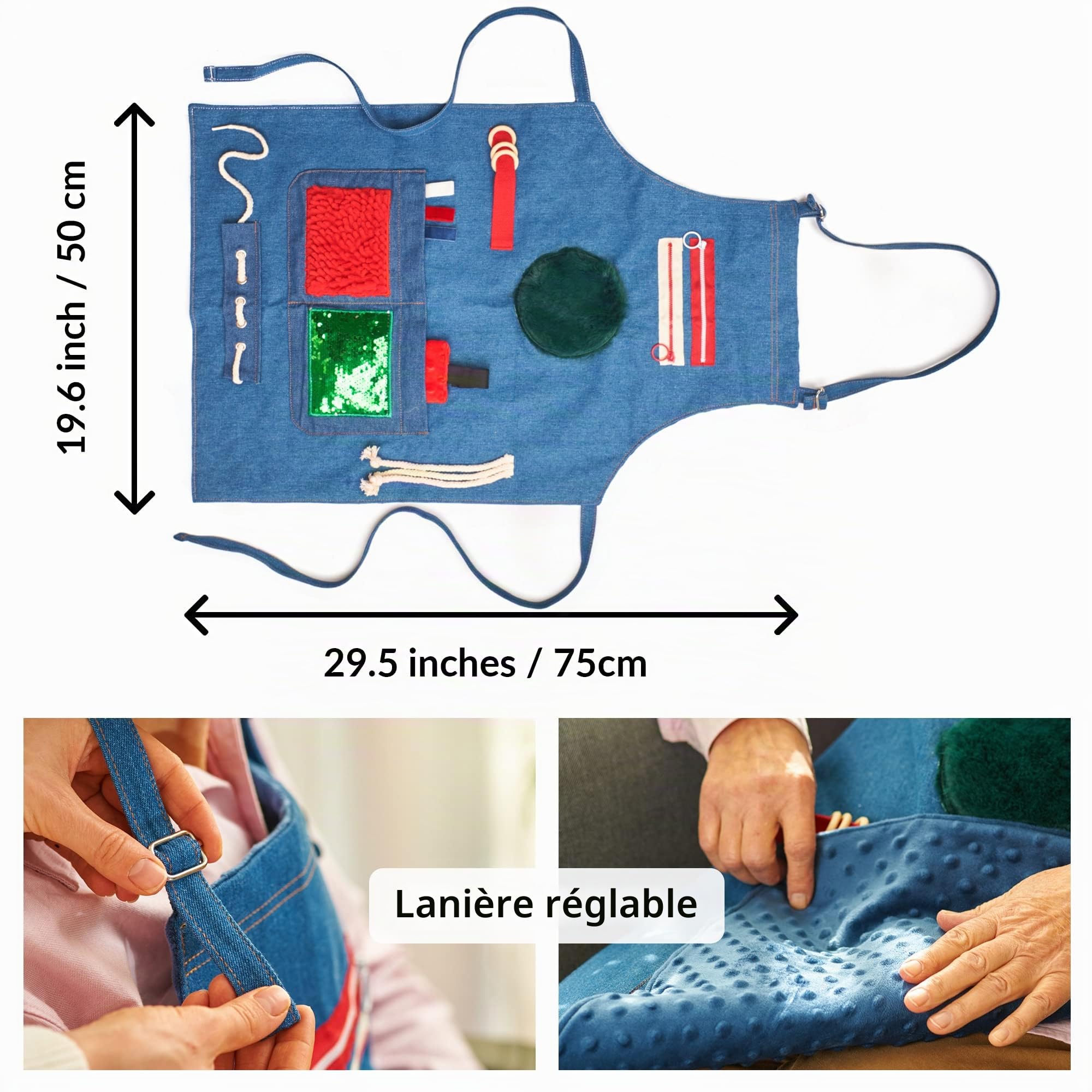 Tablier Sensoriel | Couverture Sensorielle Démence | Activités Calmantes Pour Personnes Agées | Produits Pour Personnes Agées Démentes | Fidget Apron | d'Alzheimer, Démence, Syndrome d'Asperger