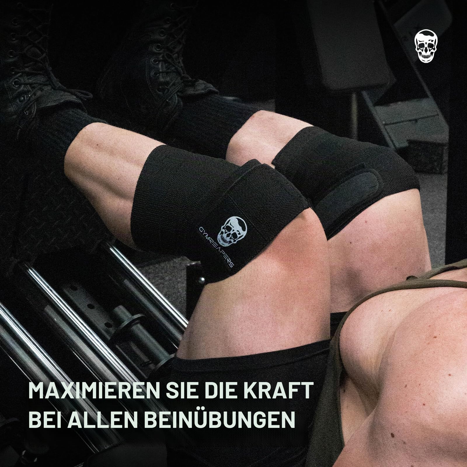 Gymreapers Kniebandagen (Paar) mit Riemen für Kniebeugen, Gewichtheben, Powerlifting, Beinpresse und Cross-Training – flexible 72-Zoll-Kniebandagen für Kniebeugen
