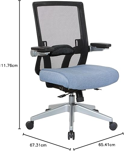 Miniatura 58 de Space Seating 867 Series - Silla de administrador ajustable con respaldo de malla transpirable, soporte lumbar y brazos abatibles acolchados,
