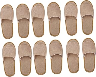 Healeved 6 Pairs Cotton and Linen Non- Slippers Spa Slippers for Men Slippers for Men Indoor Travel Slippers Women’s Slippers Hotel Disposable Womens Slide Slippers Home Guest Slippers