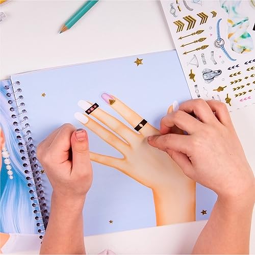Miniatura 5 de BSCOOL - Libro de dibujo, colorear y actividades  Estudio de diseño de uñas  con pegatinas y guías  Cuaderno de bocetos de diseño de moda para niños