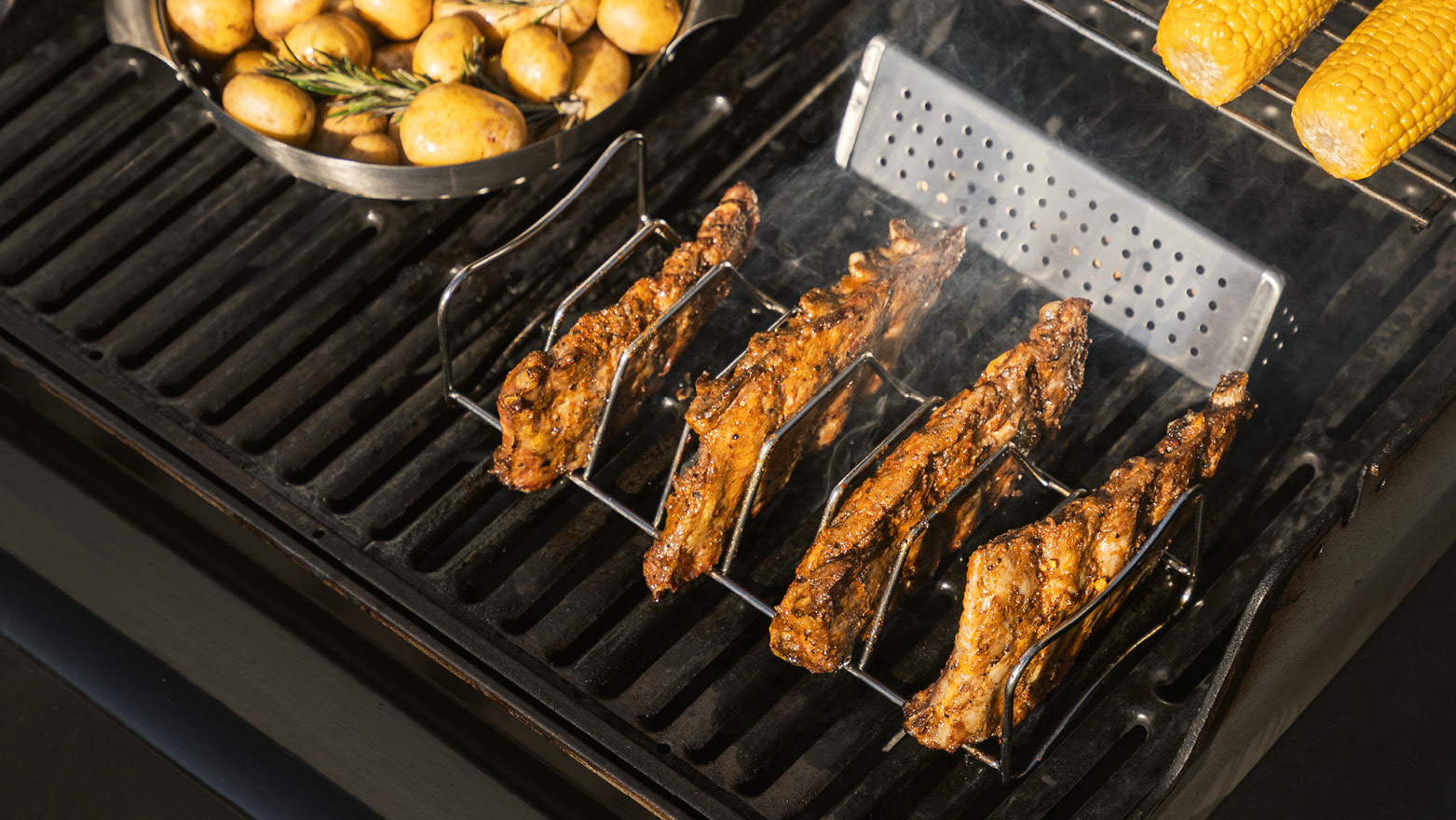 bremermann Spare Ribs- en braadhouder, 2-in-1, van roestvrij staal met