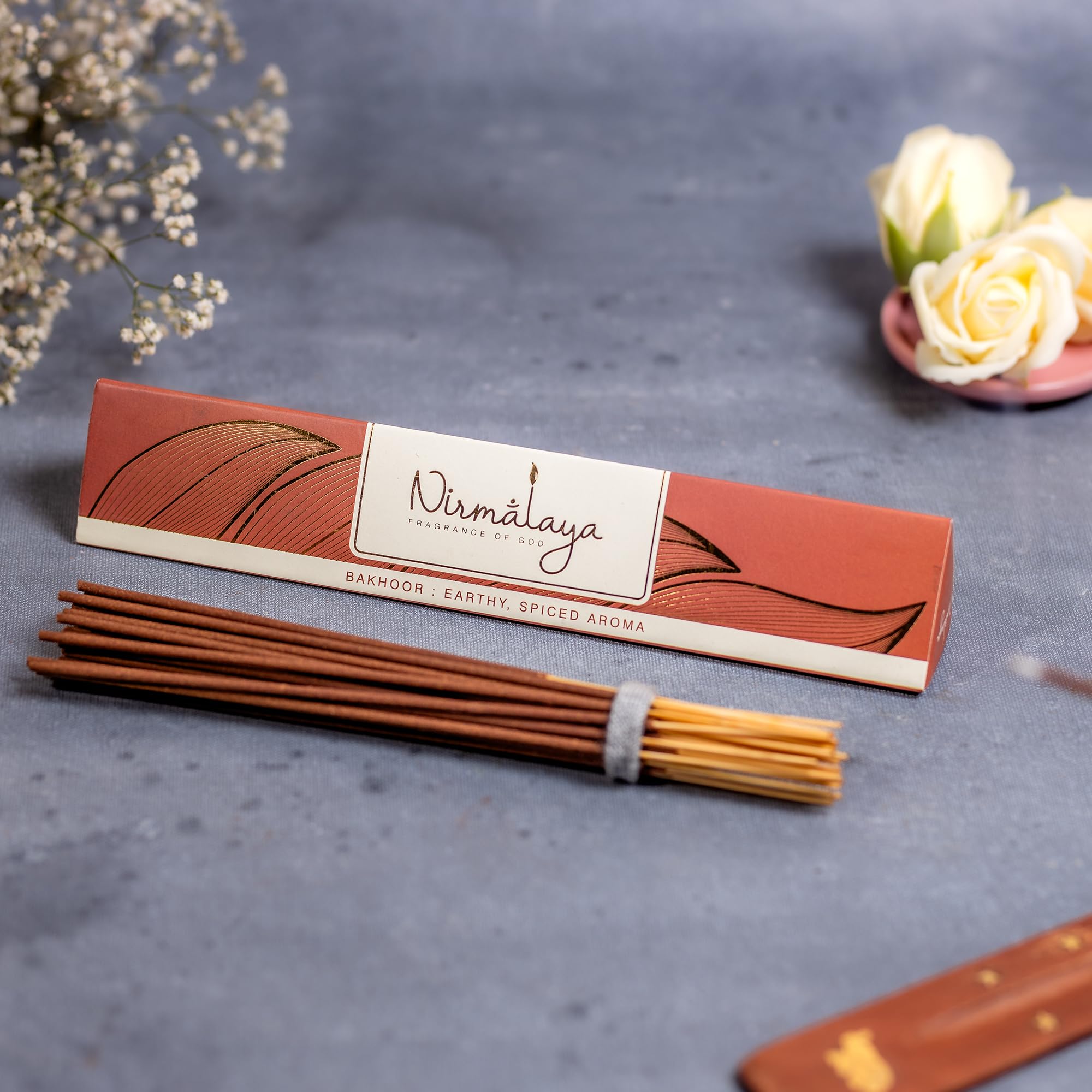 Nirmalaya Premium Bakhoor Incense Sticks | Pack of 40 Sticks | 100% Natural & Charcoal-Free | Luxury, Hancrafted Organic Agarbatti for Pooja, Meditation, Yoga and Aromatherapy