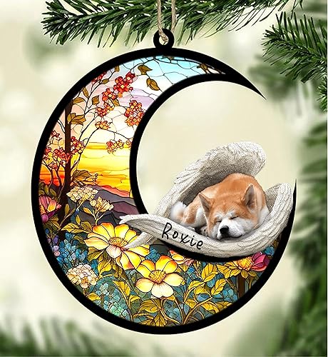 Miniatura 522 de Chow Chow Dog Memorial Suncatcher, adorno de Navidad Chow Chow con nombre, atrapador de pérdida de mascotas, regalos para los amantes de los perros