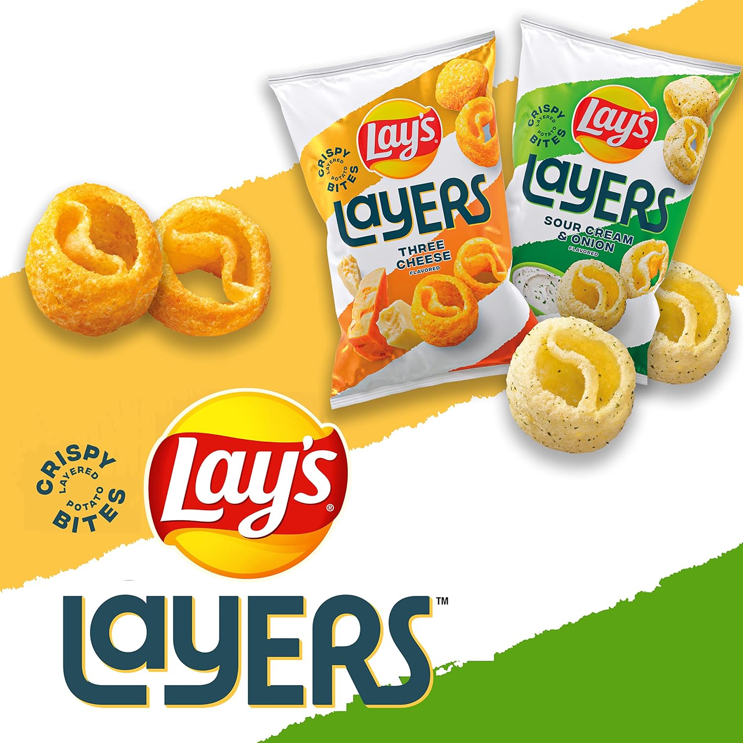Lay's Layers Crispy Bite Sized Potato Snacks, 2 Flavor Variety Pack, 0.5oz Bags, 0.5 Ounce (Pack of 36)