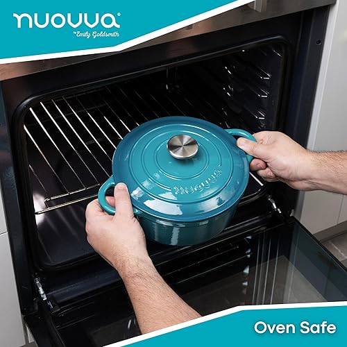 Vista 80 de Nuovva - Olla holandesa de hierro fundido con tapa – Cacerola esmaltada apta para horno hasta 500° F antiadherente – Utensilios de cocina Rojo