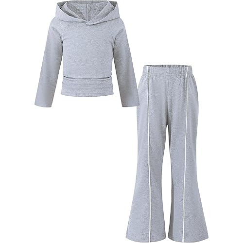 Girls Clothes Kids Winter Hoodies Outfits Ruched Sweatshirts Flared Sweatpants Fall Sweatsuit Set Little Girl Clothing