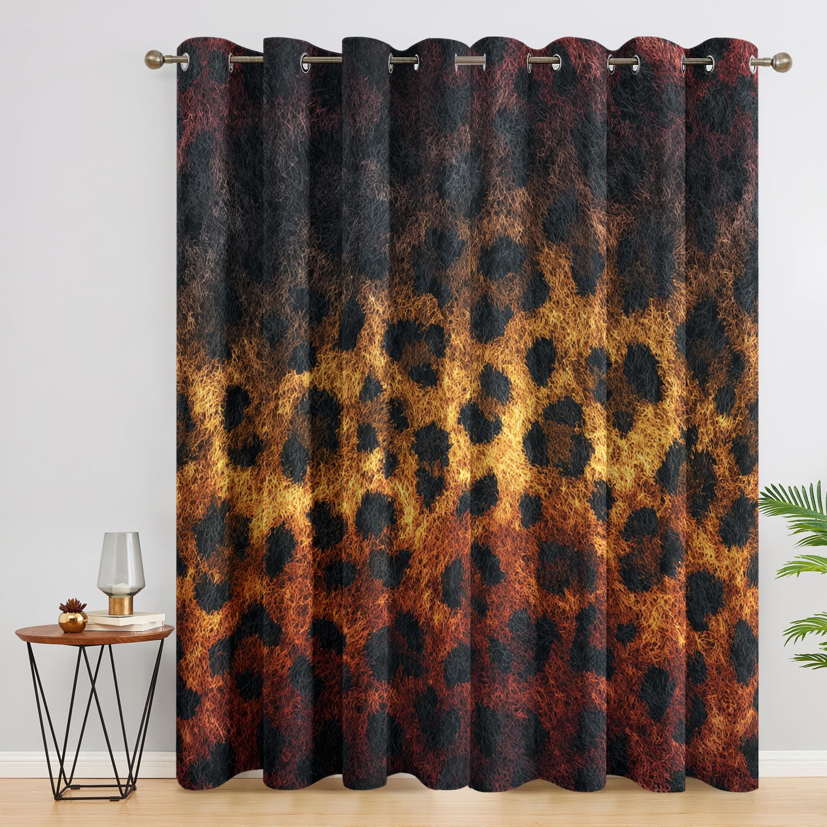 Leopard Print Curtains 52 x 63 Inch 2 Panels, 95% Blackout, Cheetah Animal Print Curtains for Bedroom, Living Room, Home Decor, Thermal Insulated Eyelet Window Drapes KCN241