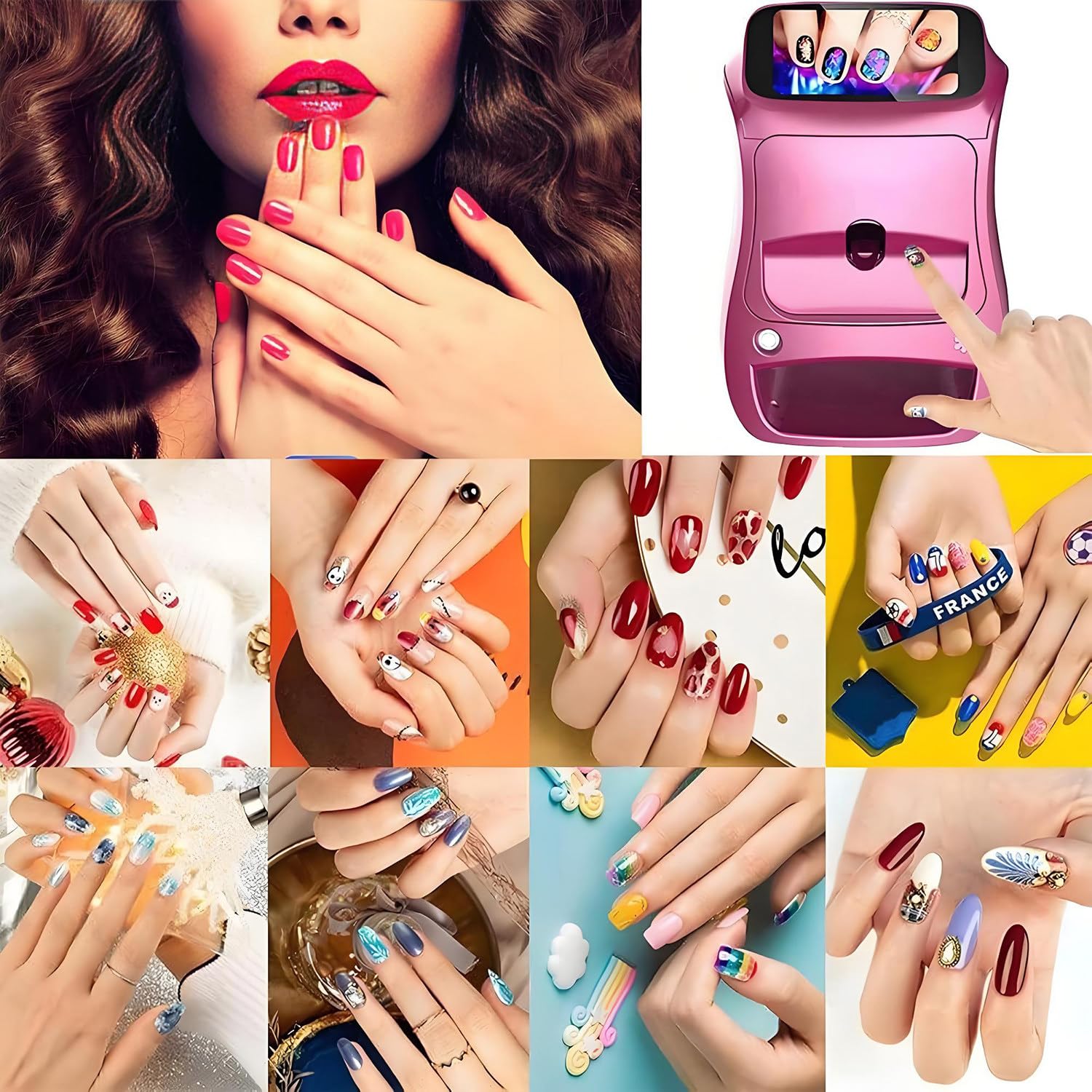 Máquina Inteligente para Pintar uñas 3D, Impresora portátil Digital móvil para decoración de uñas con Pantalla táctil, Belleza y Cuidado Personal para uñas en casa de niñas Pink