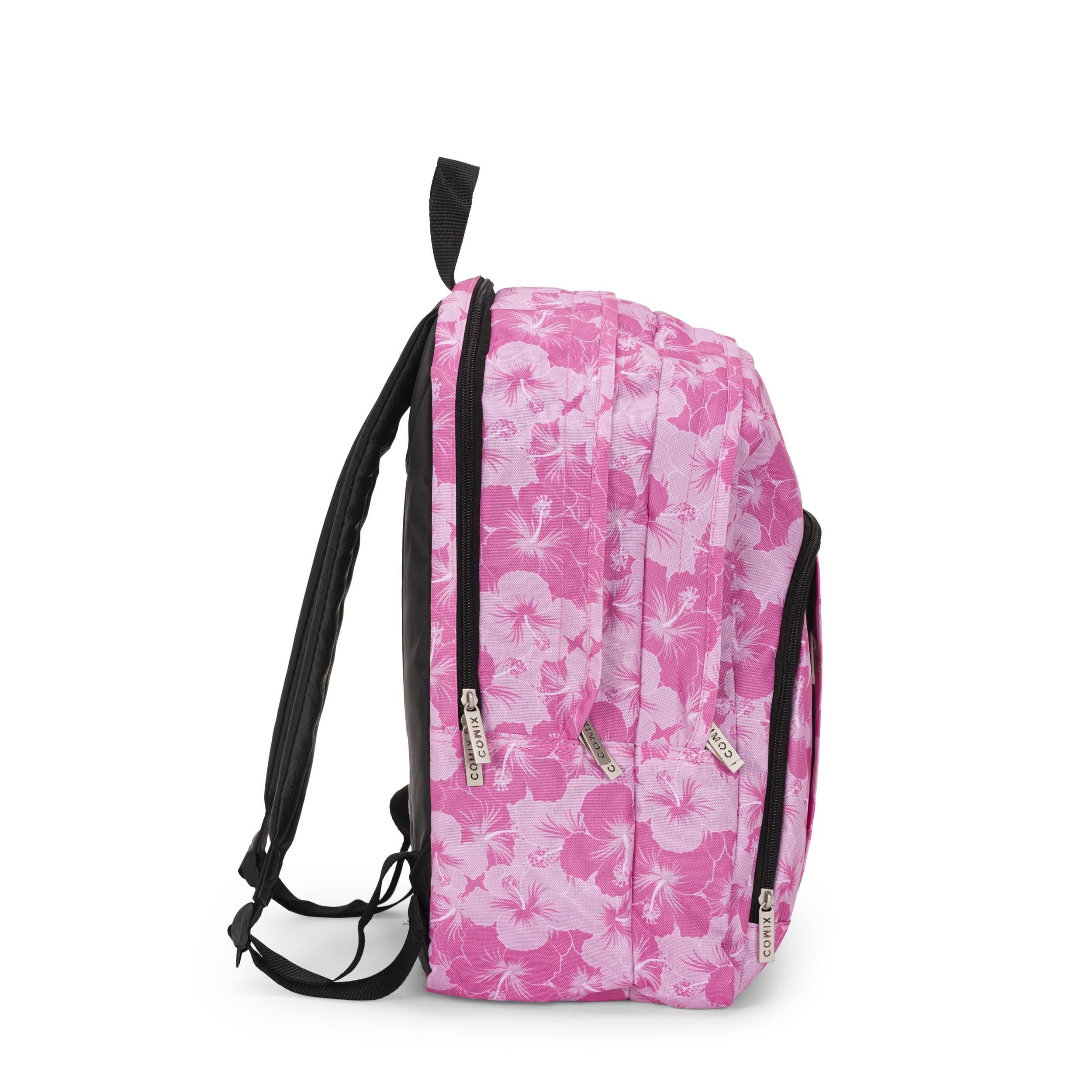 COMIX, ZAINO ORGANIZZATO ALLOVER HIBISCUS Unisex-Bambini e ragazzi, Rosa, Medio