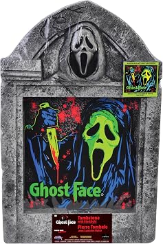 Fun World Ghost Face Black Light Tombstone, 21", Multi-Color
