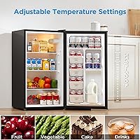 Vista 3 de Midea MERM33S1AST - Mini nevera compacta de 3.3 pies cúbicos con luz interna, termostato ajustable, puerta reversible, bajo ruido para dormitorio