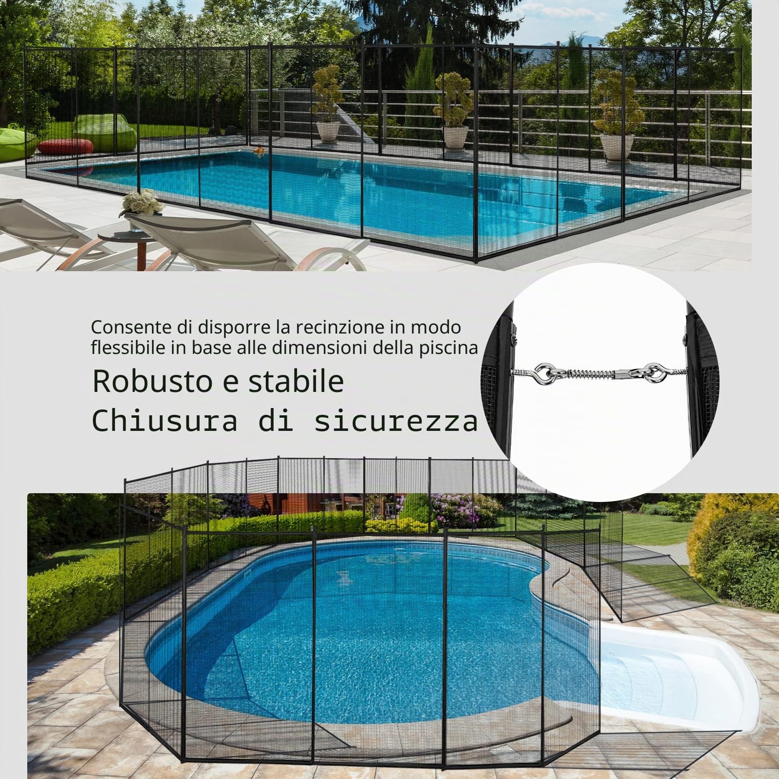 GIANTEX Recinzione di Protezione per Piscina, Recinzione Copertura Pieghevole per Privacy in Alluminio e Acciaio Inox con Kit di Montaggio per Laghetto/Giardino, 360 x 125cm