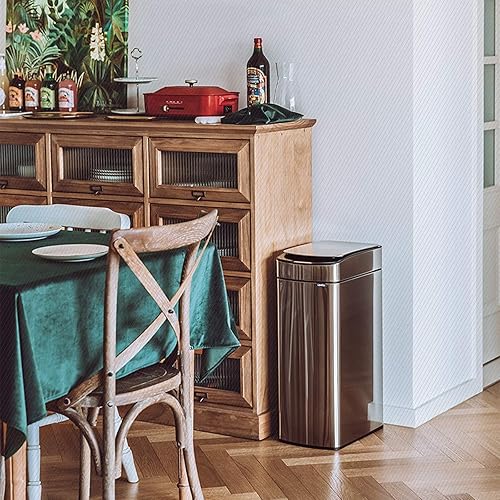Miniatura 8 de Bote de basura de gran capacidad para el hogar, cocina, recargable, de acero inoxidable, de inducción automática, 30 L, rectangular, inteligente,