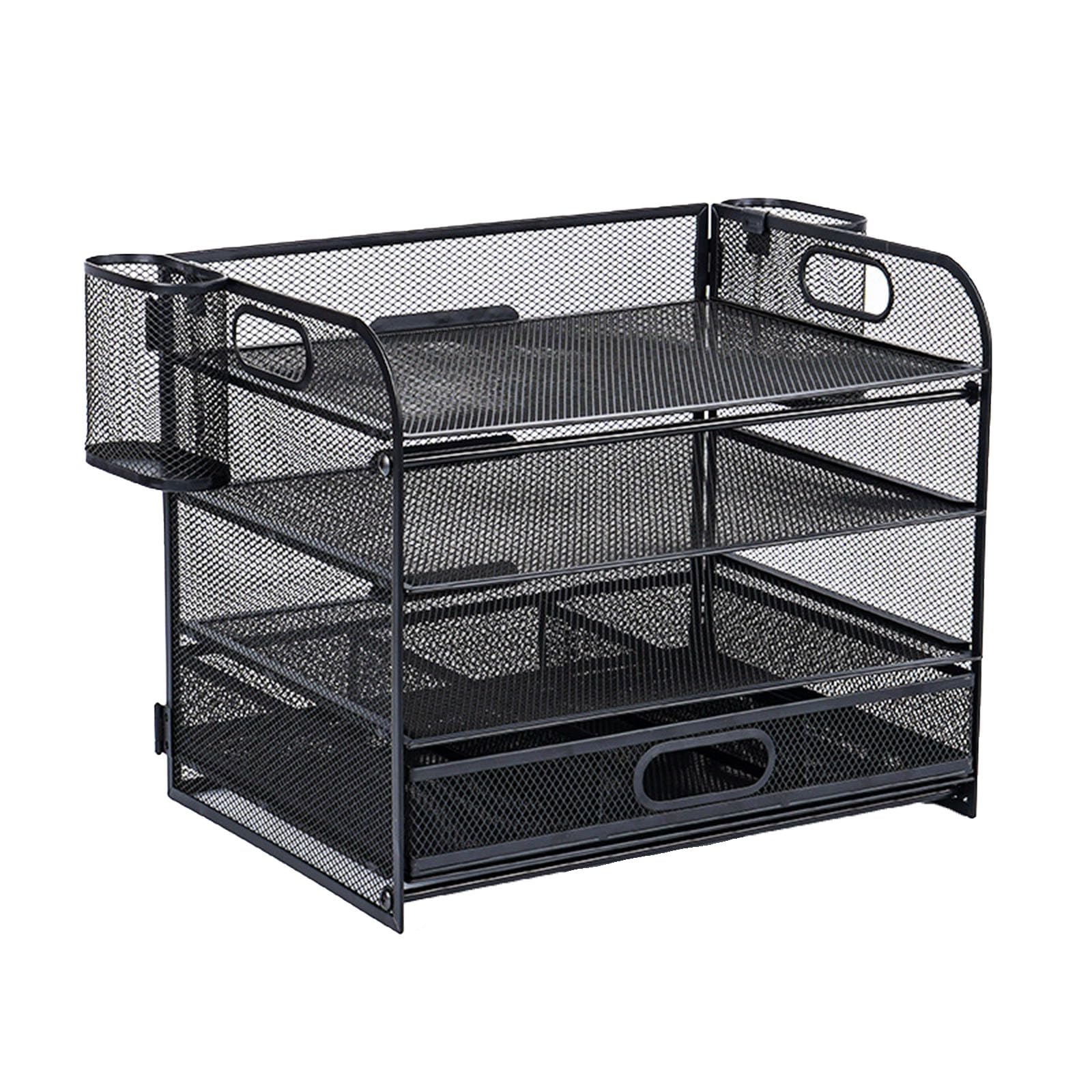 Multifunktionaler Aktenbriefablage Organizer mit ausziehbarer Schublade und 2 Stifthaltern, platzsparender Büro Schreibtisch Organizer zur Aktenaufbewahrung