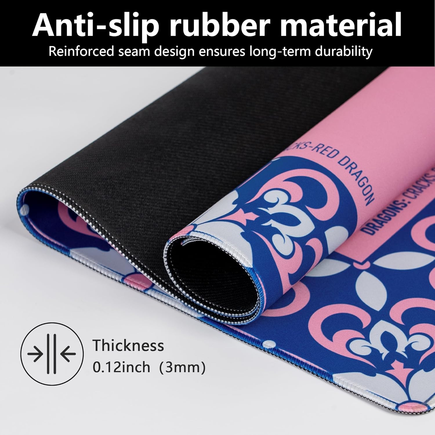 Mahjong Mat for Table,CUFURNIX 31.5''x31.5'' Non-Slip & Noise Reduction Mahjong Mat with Rules,Mah Jongg Gift with Carrying Bag for Poker,Board Games,Dominoes,Cards & Tile Games (Pink)