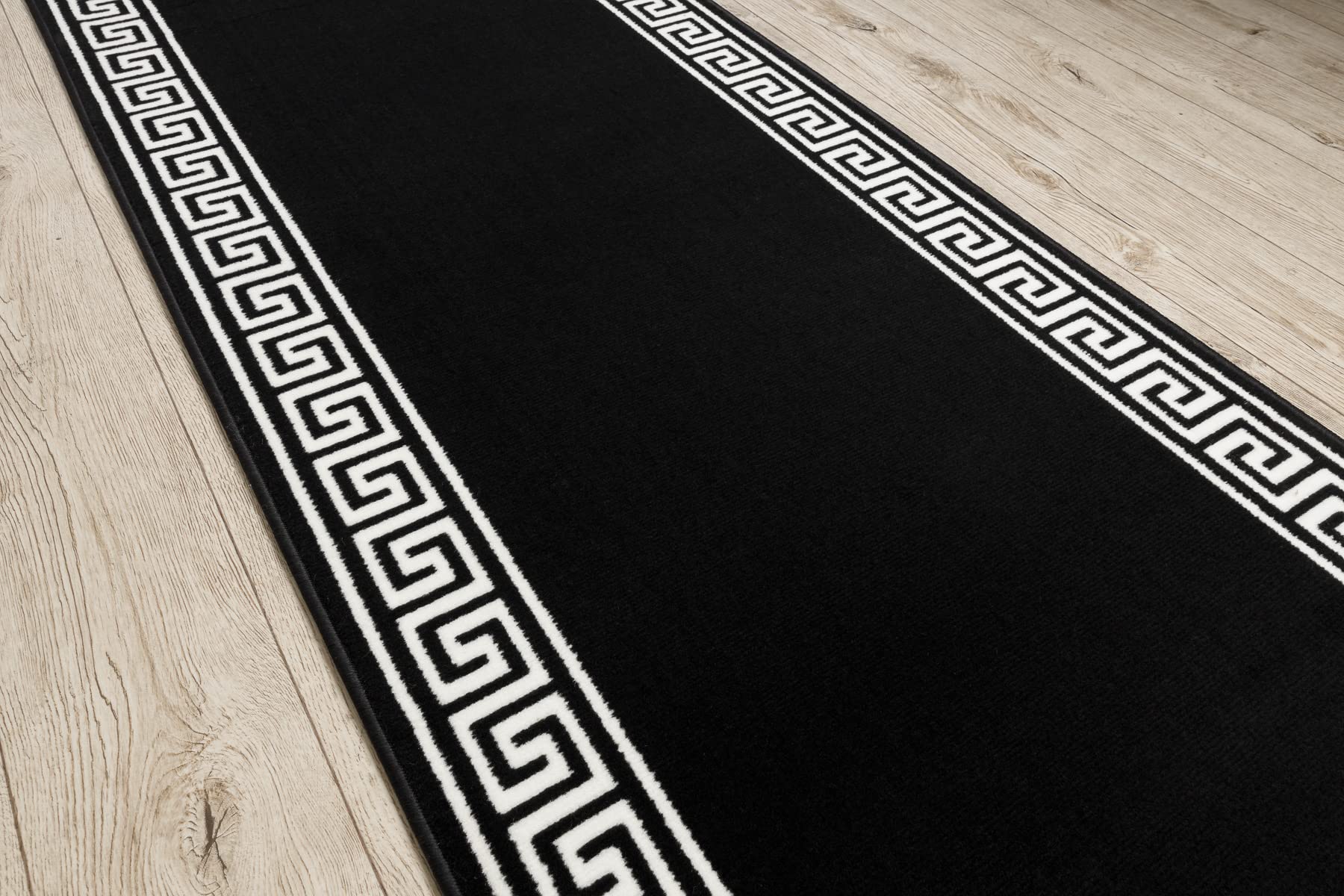 rugsx Läufer BCF MORAD Grek - Griechisches Muster in Schwarz - Matte für Flur, Küche & Eingangsbereich - Teppichläufer 100x250 cm