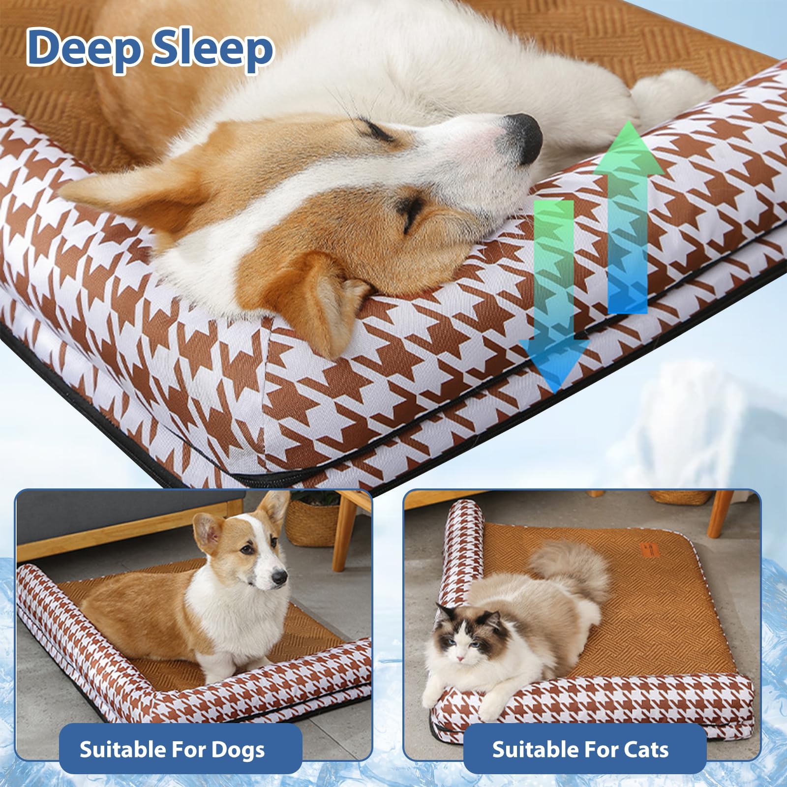 PETCUTE Tapis Rafraichissant Chien Antidérapant,Lit Rafraîchissant pour Chien,Lavable Tapis Rafraichissant pour Chiens de Petite et Chats,Convient pour Une Utilisation Intérieure et Extérieure