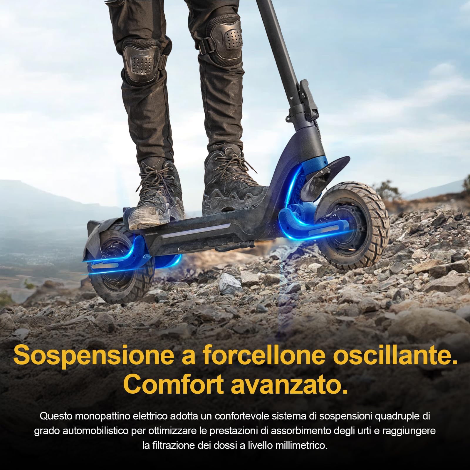TODIMART Monopattino Elettrico Adulto, Autonomia di 45-90KM, Carico Massimo 130/150 kg, Pneumatici Da 10 Pollici, Scooter Elettrico Pieghevole