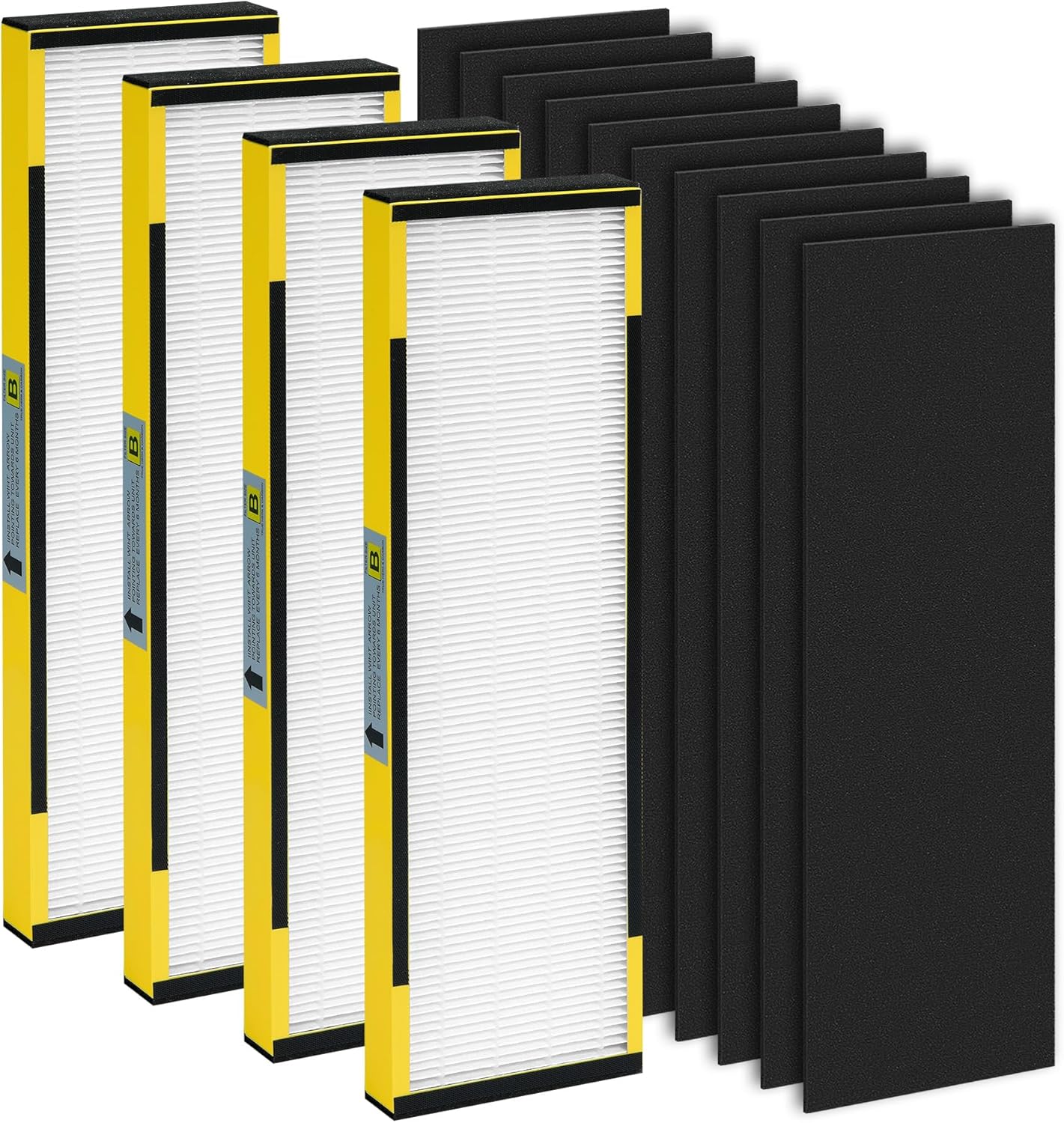 4 Pack FLT4825 HEPA Filter B Replacement for G-Guardian,Compatible with FLT4825 AC4825 AC4300 AC4800 AC4900 AC4850 AP2200CA AP2800CA, Air Purifiers,4 True H13 HEPA Filters + 10 Carbon Pre-Filters