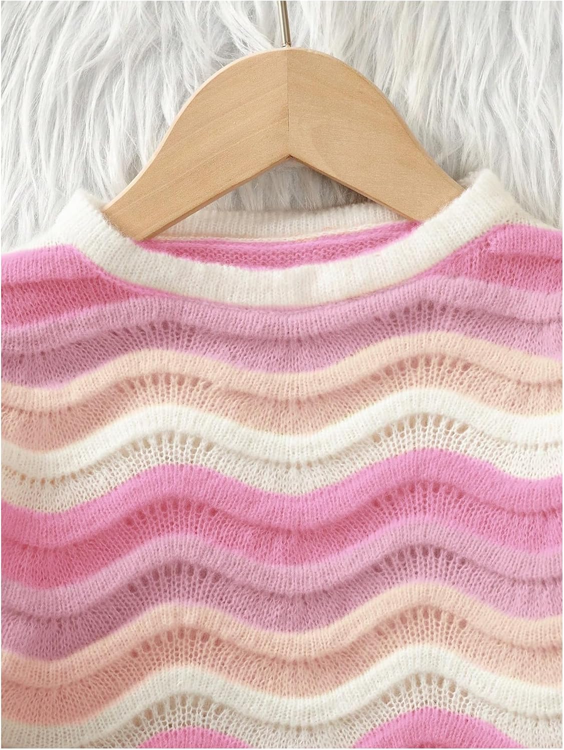 MakeMeChic Girl's Chevron Crew Neck Sweater Long Sleeve Colorful Fall Cute Pullovers Knit Top - Image 4