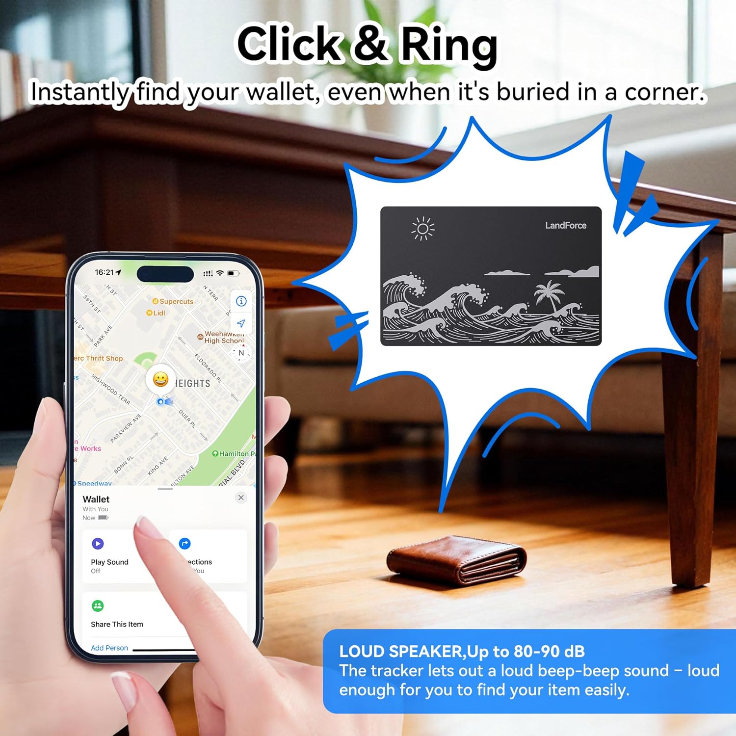 2Pack for Air Tag Wallet Tracker Card 0.07in IP68 Waterproof Bluetooth Tracker Smart Finder, Passport, Work with Apple Find My, Wireless Charging, Card Locator[Apple MFi Certified] iOS Only