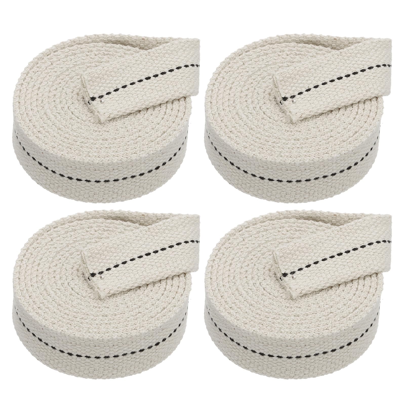 PATIKIL 1" Wide 6 Feet 100% Cotton Flat Wick, 4 Rolls Oil Lamp Wicks with Black Stitch for Kerosene Lamp Lantern Oil Burner