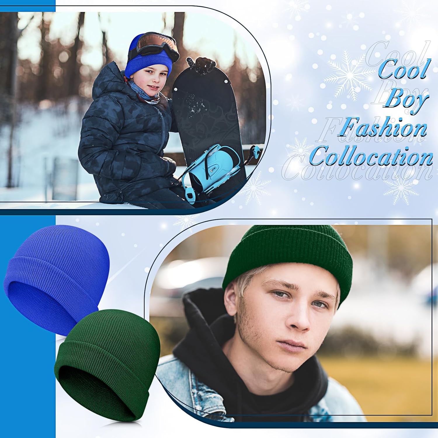 Handepo 50 Pcs Kids Knit Beanie Hat Bulk Windproof Unisex Cozy Children Warm Acrylic Cap for Winter Cold Weather