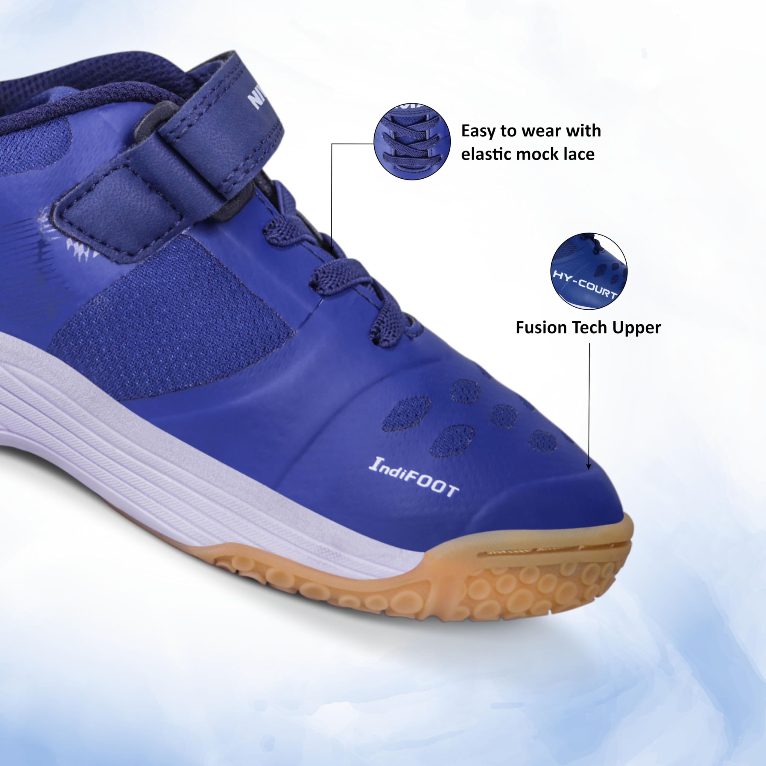 Nivia HY-Court 2.1 Kids Badminton Shoes | Ideal for Badminton and Active Sports | Fueling Young Athletes with Comfort and Excitement | Court Shoes (Navy Blue) Size-Uk13 2