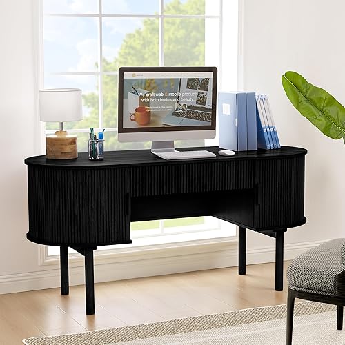 Miniatura 3 de Escritorio de oficina ejecutivo con almacenamiento, escritorio grande de 63 pulgadas para computadora con cajón y archivadores, escritorio moderno