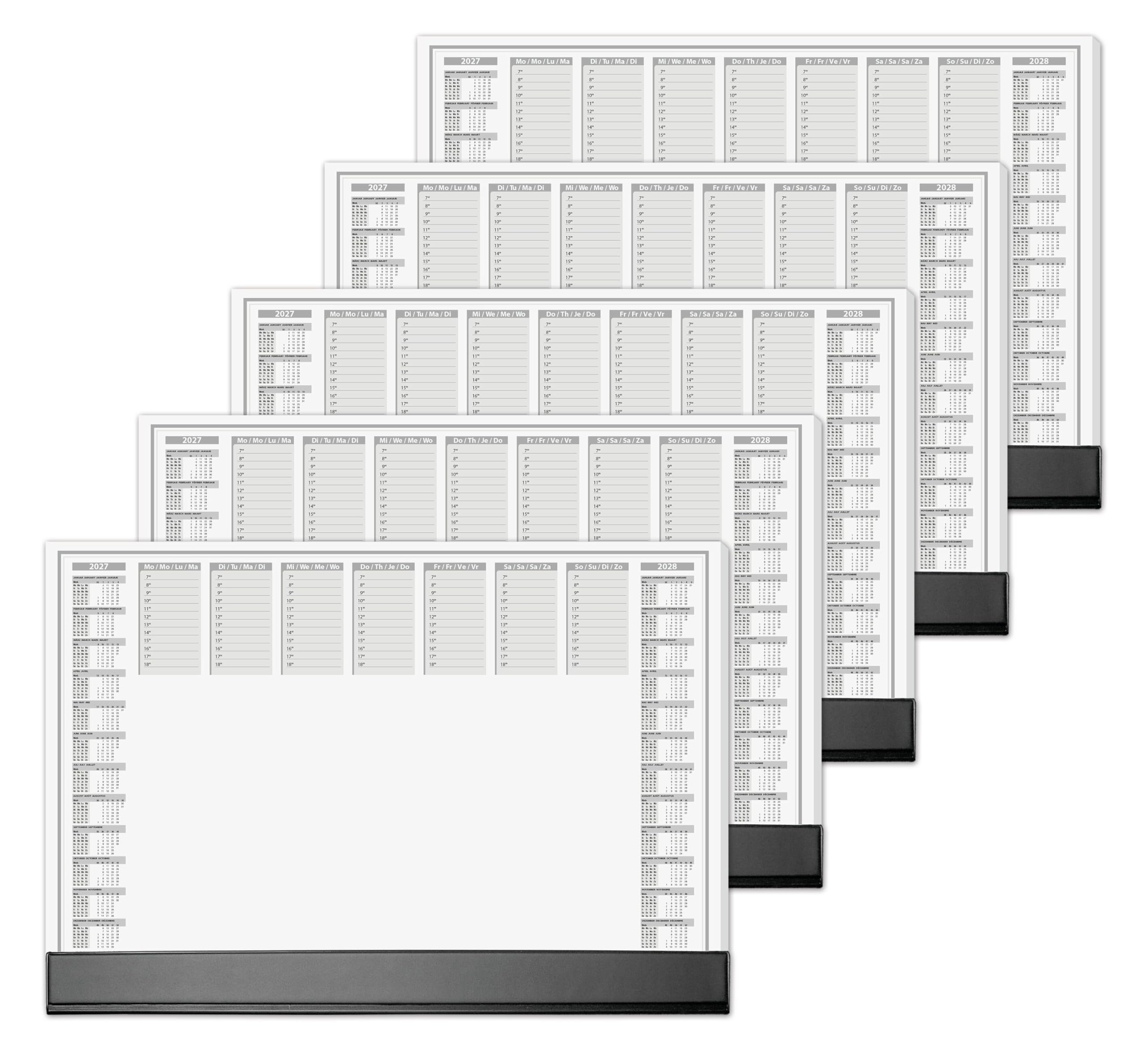 SIGEL Sous-main papier 2027/2028 A2 | H7365/5, lot de 5, design office, avec bande de protection, noir et blanc, 5 x 40 feuilles