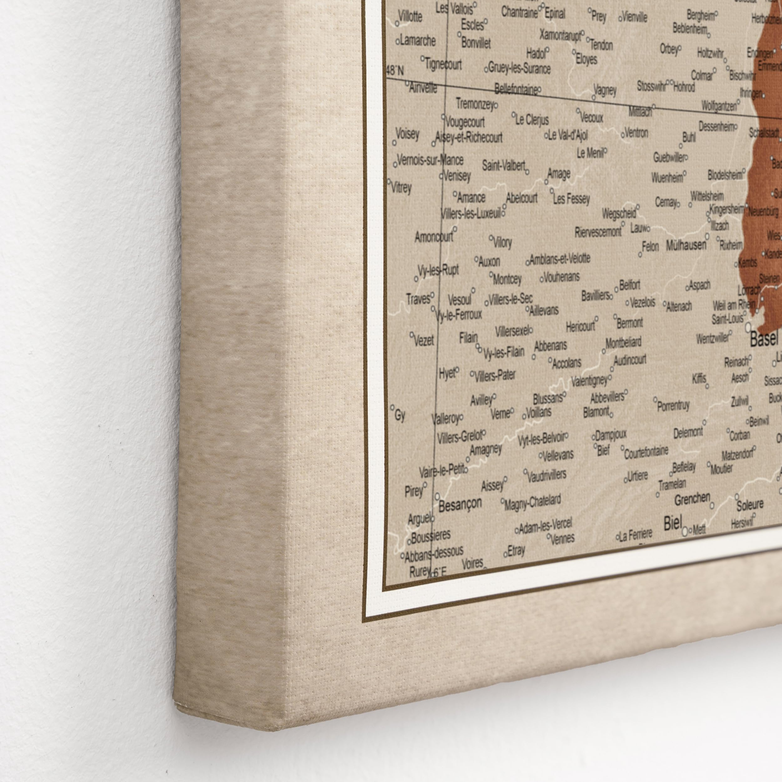 Canvas Deutschlandkarte mit Pinnwand Kork zum Pinnen der Reiseziele - Wanddeko für Jeden Raum - Hochwertige Leinwand Bilder mit Deutschlandkarte (70x50 cm, Muster 2)