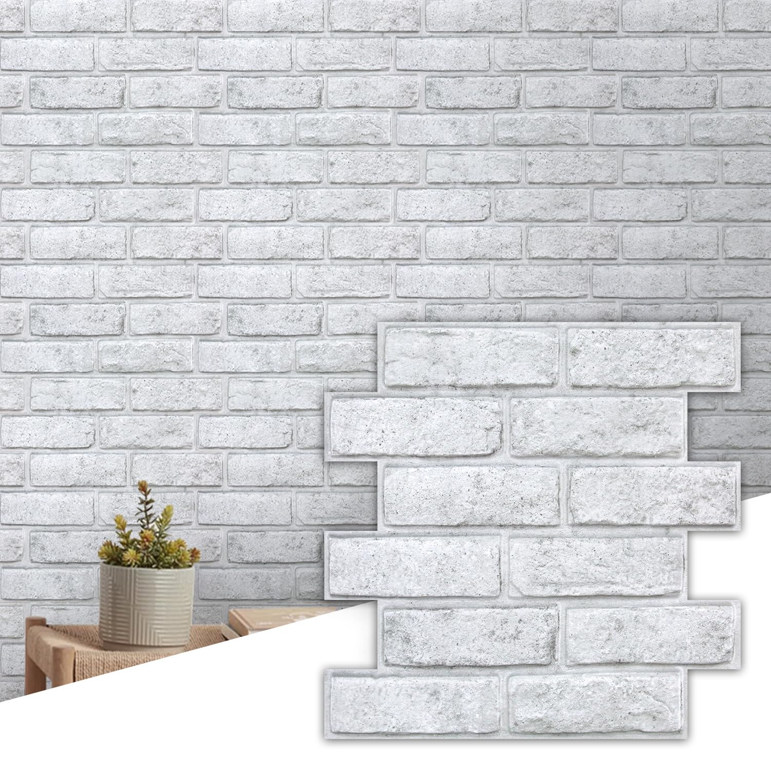 Commomy Panele ścienne 3D samoprzylepne cegły, 10 sztuk, 30 × 30 cm, okładzina ścienna, samoprzylepna tapeta PCW, tapeta 3D, wygląd kamienia, panele z cegły, do salonu, sypialni, dekoracja wnętrz