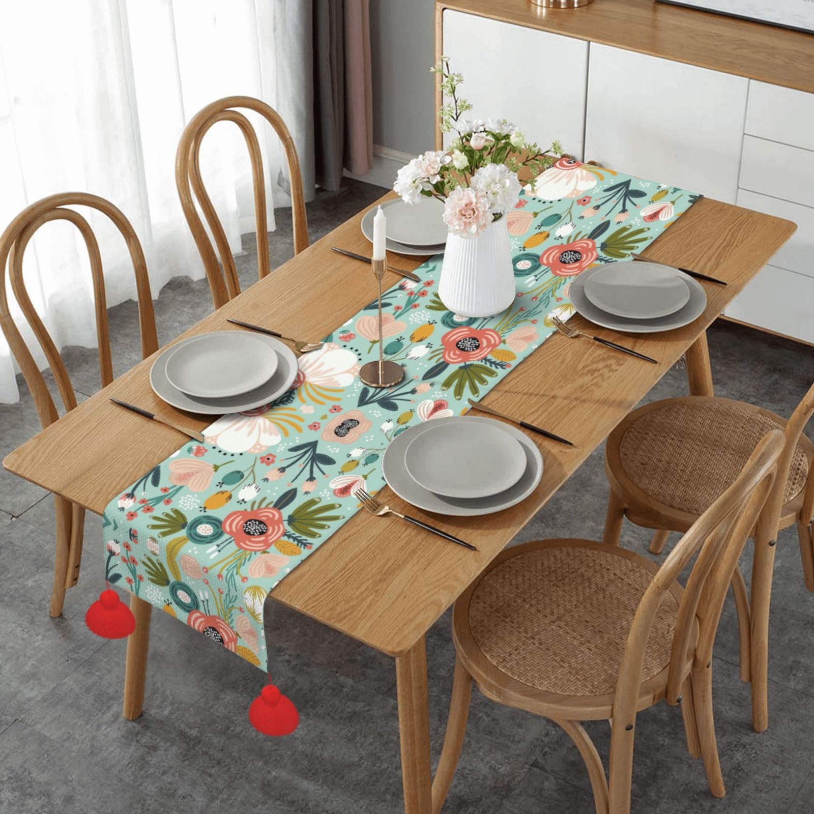 Chemin de table floral pour salle à manger et table basse