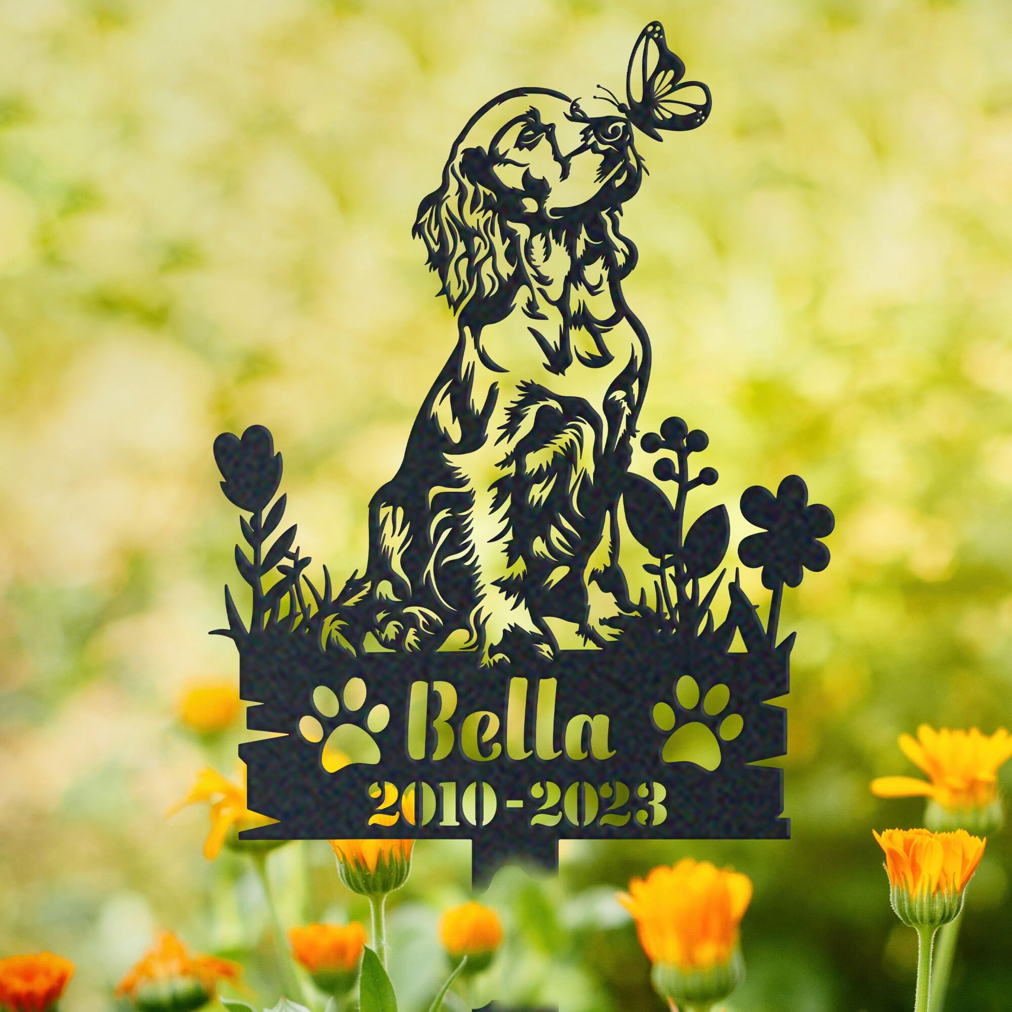WEIYALIY Personalised Dog Memorial Gift, Cocker Spaniel Dog Memorial Plaques, Metal Garden Decor, Custom Name Sign, Pet Grave Marker for Dogs, Headstone, Pet Bereavement Gifts, Remembrance Plaque