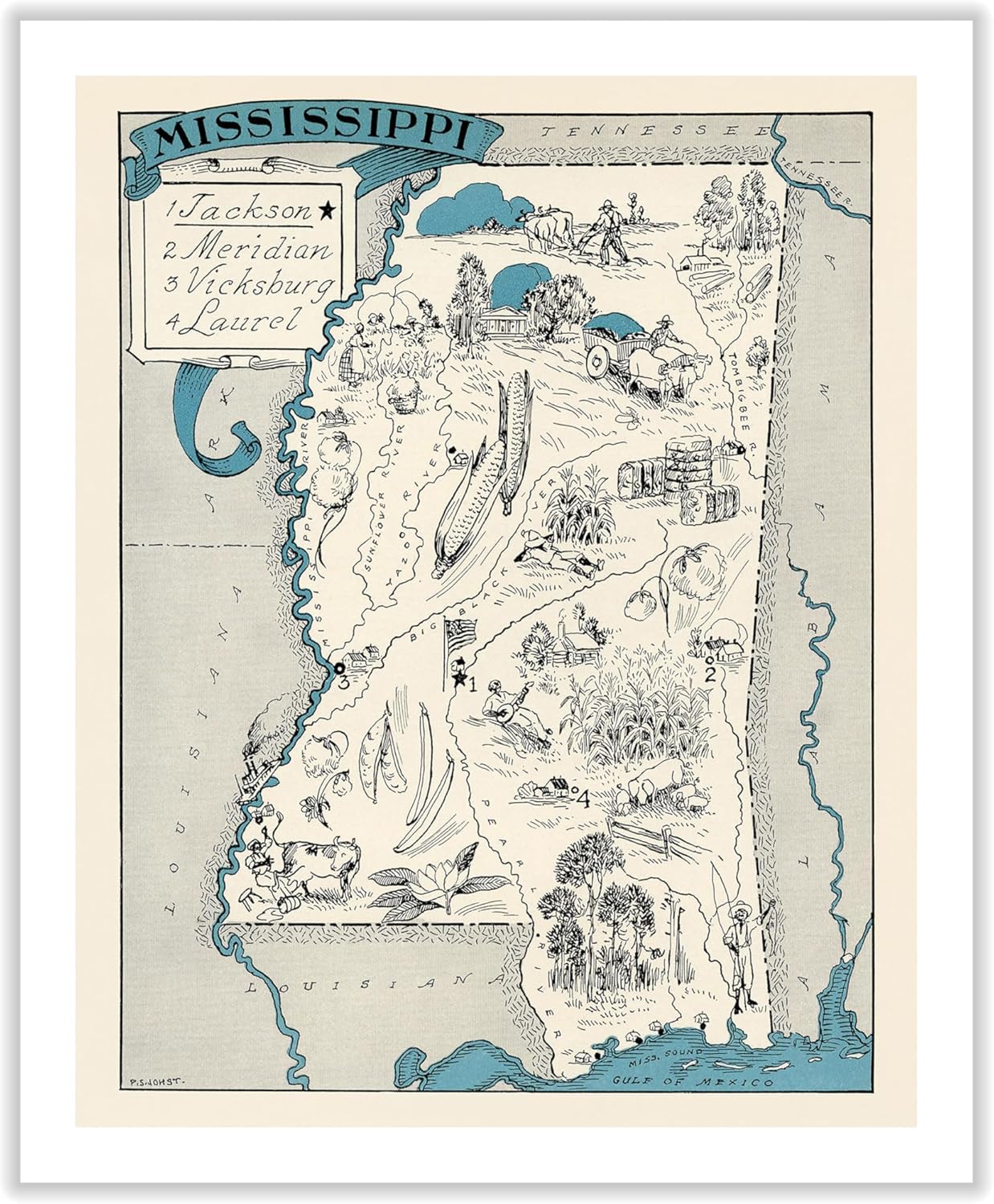 Poster Master Vintage Map Canvas - Retro Wyoming State Map Print - Educational Art - Gift for Teacher, Student, Travel Lover - Wall Decor for Classroom, Office, Dorm - 24x32 Silver Framed Canvas