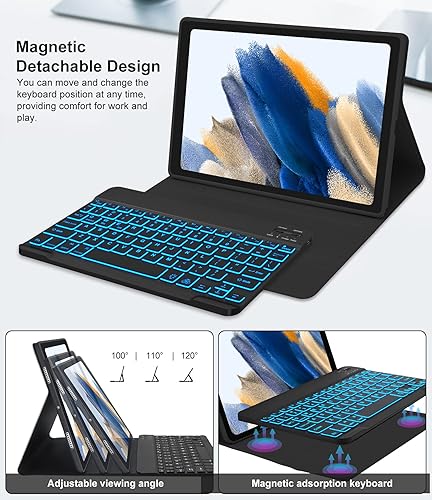 Miniatura 5 de Funda de teclado para Samsung Galaxy Tablet S8+ PlusS7 FES7 Plus 5G de 12.4 pulgadas, teclado S7 FE, funda Samsung Tab S8 Plus, 7 colores