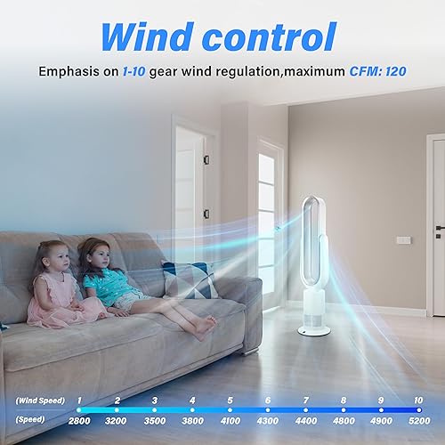 Miniatura 2 de Simple Deluxe Ventilador de torre sin aspas de 43 pulgadas con extraíble, ventilador de refrigeración para uso en interiores, ventilador oscilante