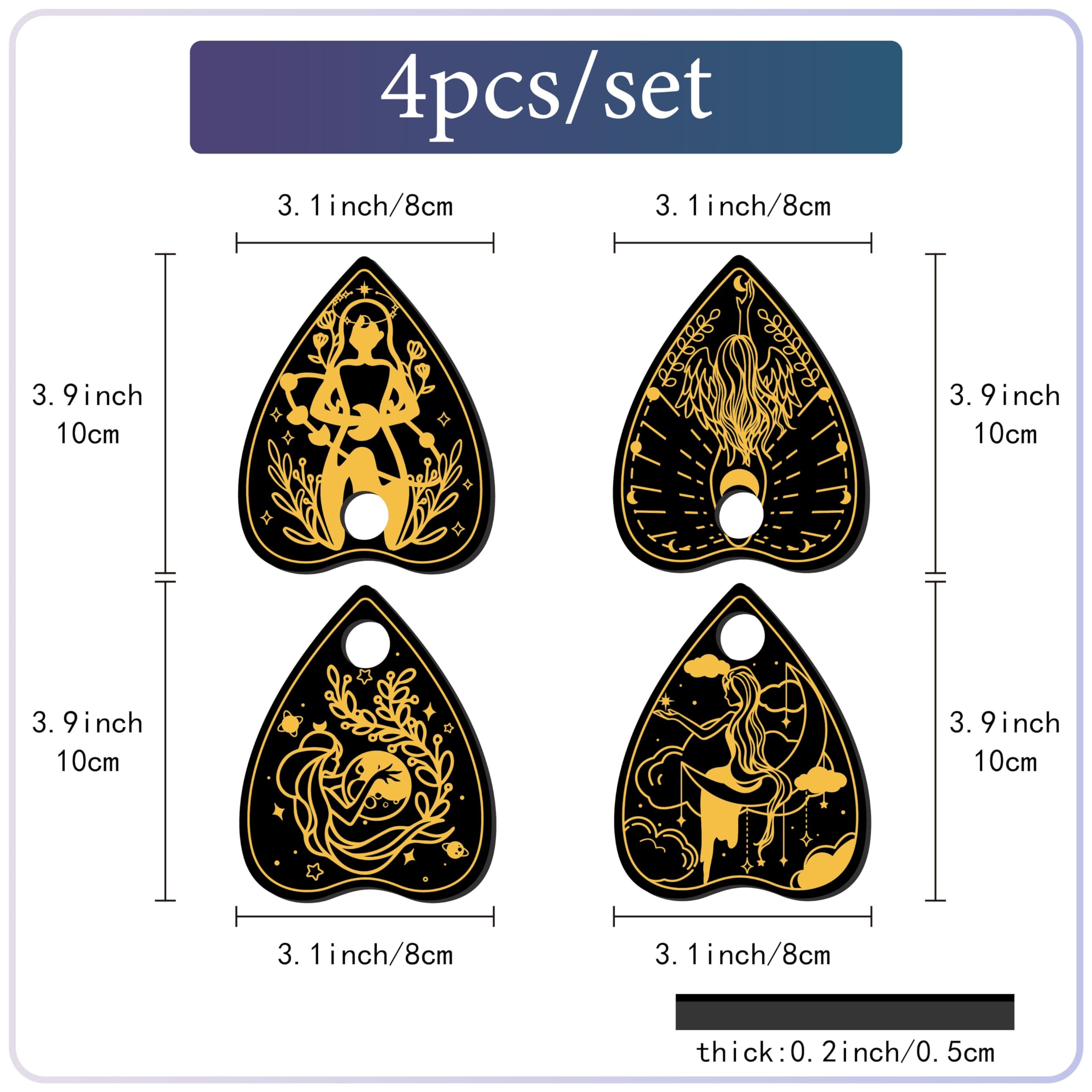CREATCABIN 4 Pcs Planchette Spirit Board En Bois Cristal